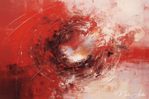 Contemporary abstract red meteor tableau