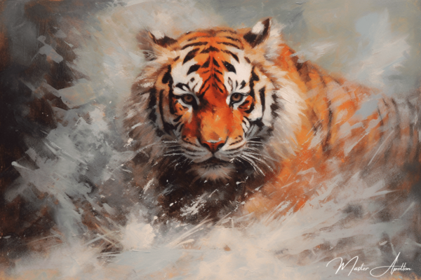 Contemporary painting of animals: Tiger in snow