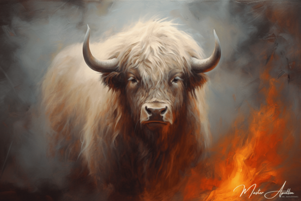 Contemporary painting of bison animals