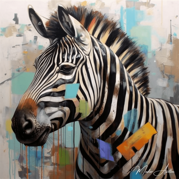 Contemporary painting of zebra animals