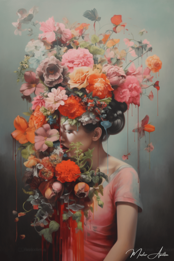 Contemporary painting with flowers Xui