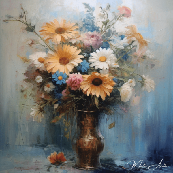 Contemporary painting with antique flowers