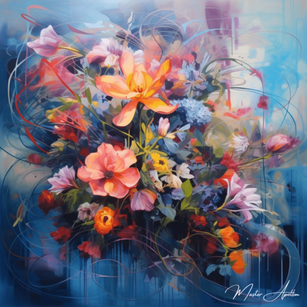 Contemporary painting with beautiful flowers