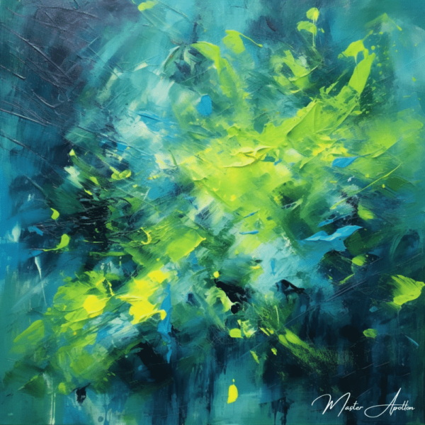 Contemporary abstract blue green painting