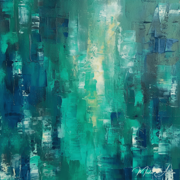 Contemporary blue green tableau