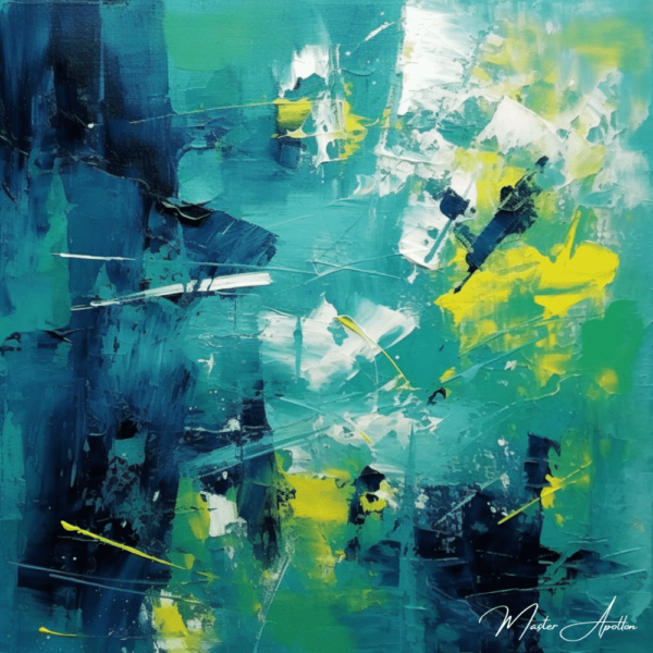 Contemporary blue green tableau work