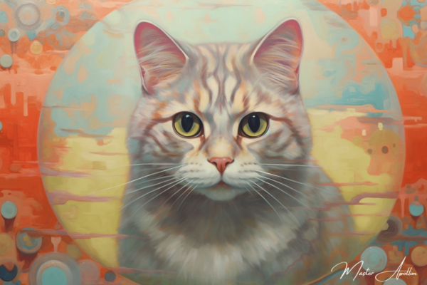 Contemporary painting of a gray cat