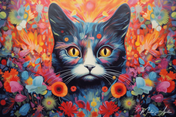 Contemporary hippie cat painting