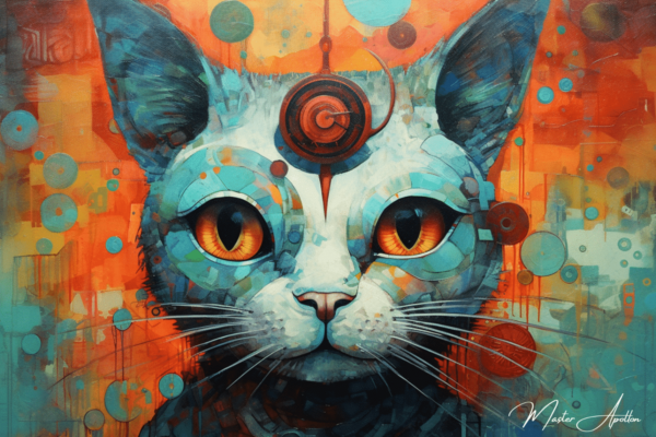 Contemporary painting hypnotic cat