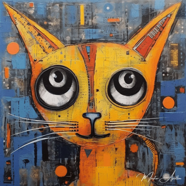 Contemporary painting of a yellow cat