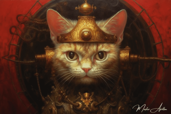 Contemporary painting of a cat and the king