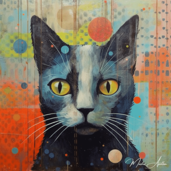 Contemporary painting of a cat meowing