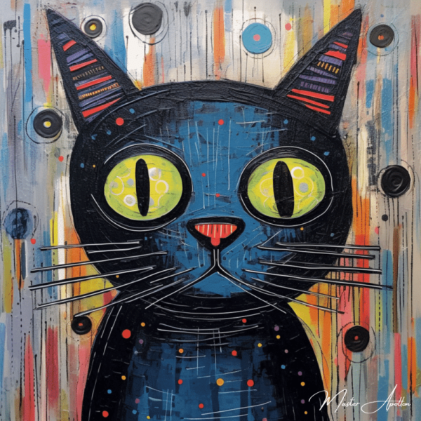 Contemporary painting of a black cat