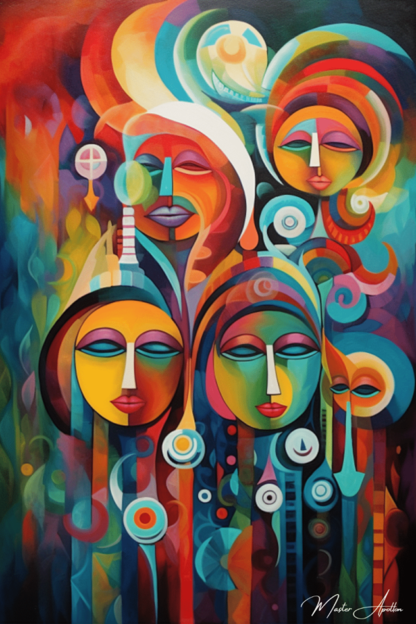 Contemporary colorful inkha painting