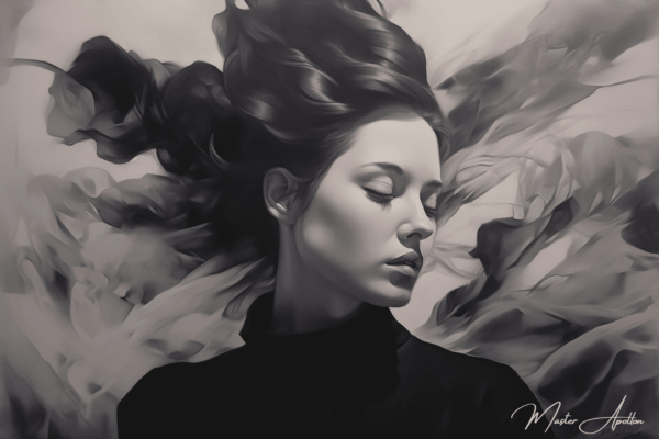 Contemporary black and white painting Adele