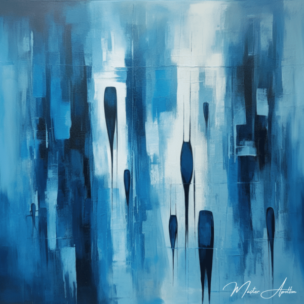 Modern blue tableau artwork