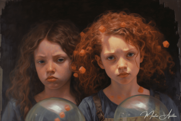 Contemporary oil painting of the sisters