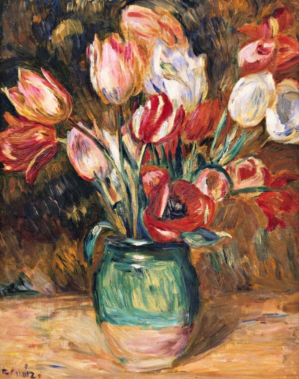 Tulips in a Vase - Pierre-Auguste Renoir