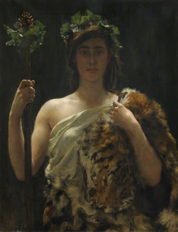 Young Girl Draped in a Tiger Skin (once said to be Bacchus) - John Collier