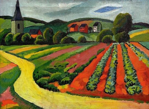 Landscape with Church and Path - August Macke