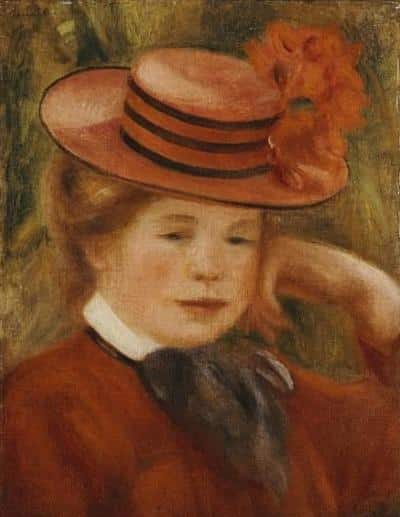 A Young Girl with a Red Hat - Pierre-Auguste Renoir