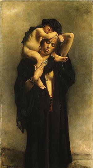 An Egyptian Peasant Woman and Her Child - Léon Bonnat