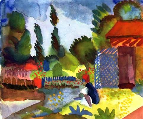 Landscape of Tunis with an Arab Sitting - August Macke