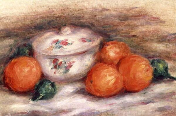 Still Life with a Covered Dish and Oranges by Pierre-Auguste Renoir - Oil Painting Reproduction