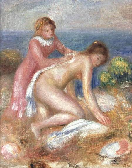 A Bather and a Servant - Pierre-Auguste Renoir