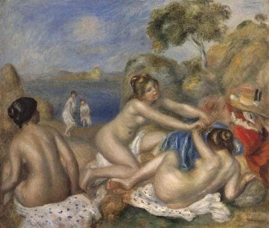 Three girls bathing - Pierre-Auguste Renoir