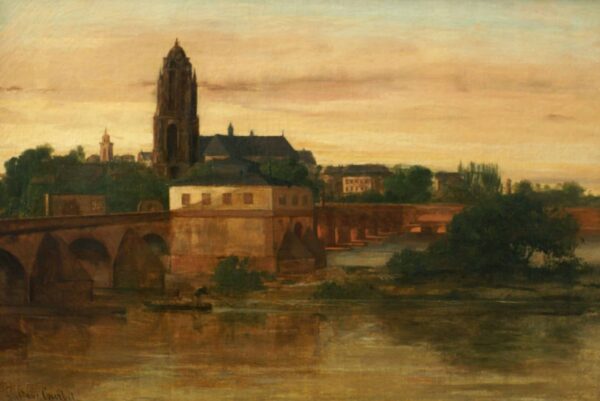 View of Frankfurt on the Main with the old bridge from Sachsenhausen - Gustave Courbet