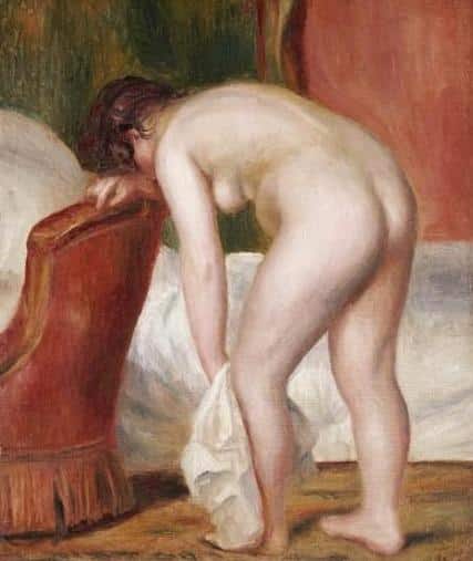 Female Nude Drying Herself, c.1909 - Pierre-Auguste Renoir