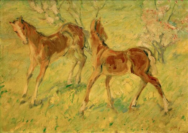 Foal in a Meadow (Leaping Foals) - Franz Marc