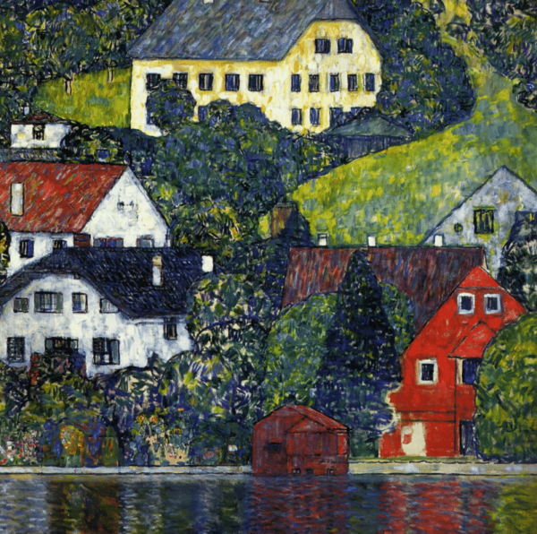 Houses in Unterach on the Attersee - Gustav Klimt Oil Painting Reproduction