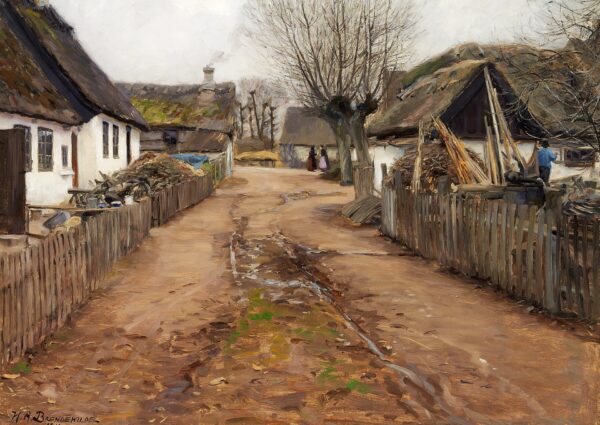 Village Scene in Early Spring - Hans Andersen Brendekilde