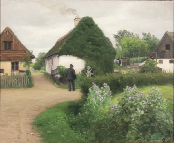 Village Scene with People in Conversation - Hans Andersen Brendekilde