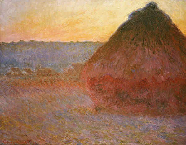 Sunlight on the Haystack by Claude Monet Oil Painting Reproduction"

Translation in French: "Reproduction de la Meule au soleil de Claude Monet