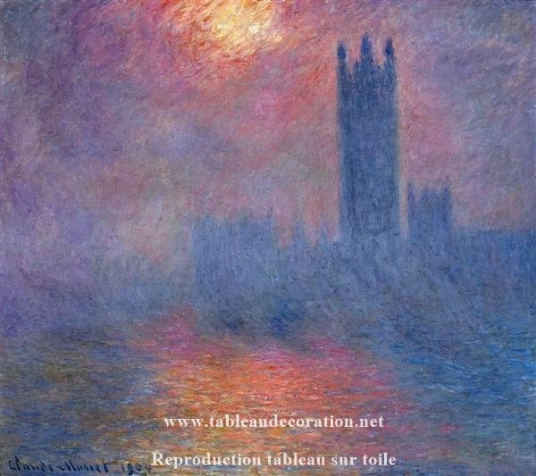 London, Parliament. Sunlight Breaking through the Fog - Monet Painting Reproduction