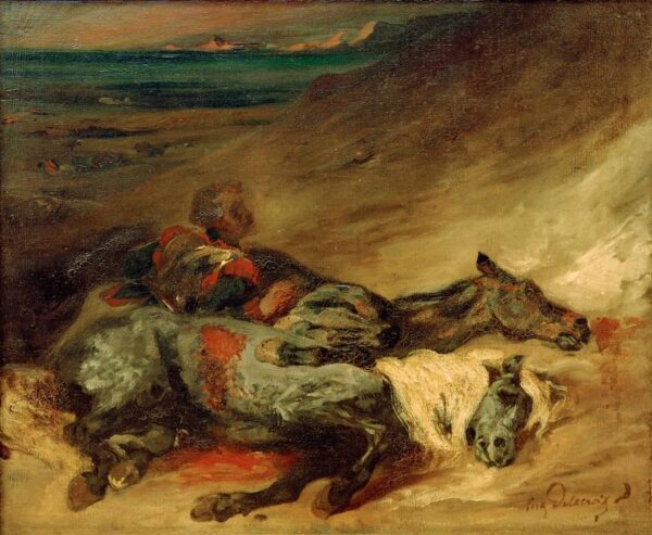 The Two Dead Horses on the Battlefield - Eugène Delacroix