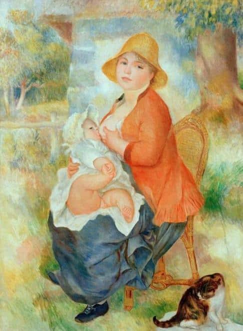 Maternity. Woman Breastfeeding her Child - Pierre-Auguste Renoir Oil Painting Reproduction