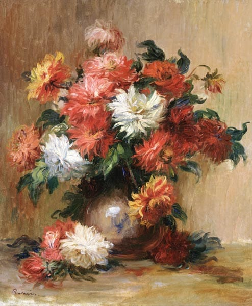 Still Life with Dahlias – Pierre-Auguste Renoir Oil Painting Reproduction