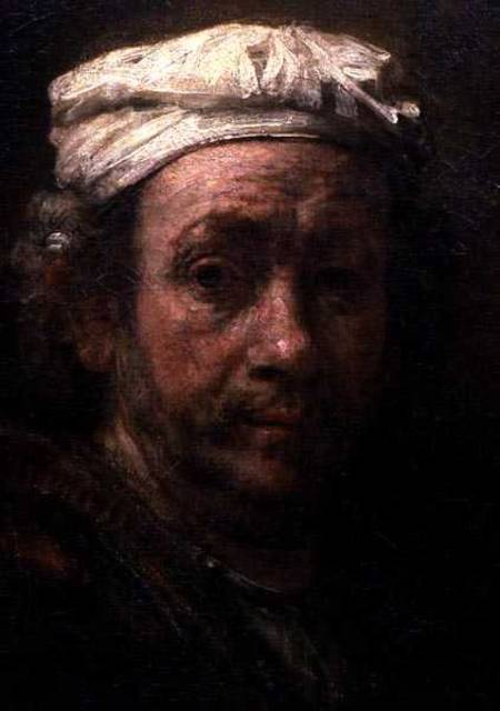 Portrait of the Artist at His Easel, Detail of the Face - Rembrandt van Rijn