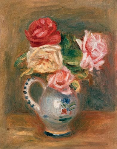 Roses in a Pottery Vase - Pierre-Auguste Renoir