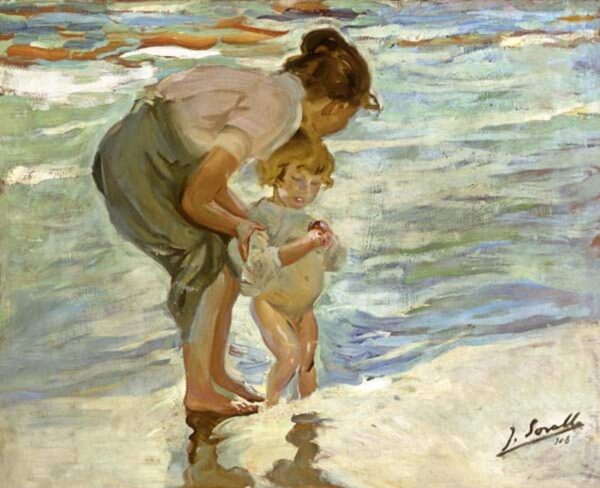 Mother and Child on the Beach - Sorolla Oil Painting Reproduction