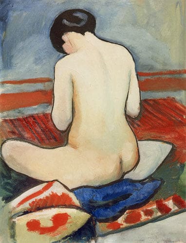 Nude Sitting on Cushions - August Macke