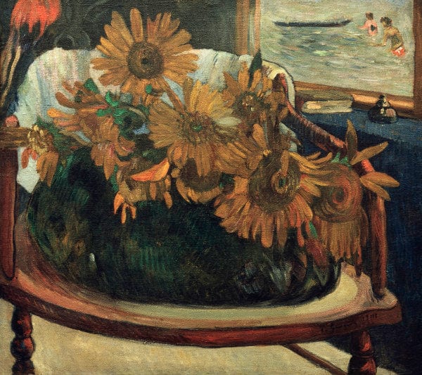 Sunflowers in a Chair - Paul Gauguin