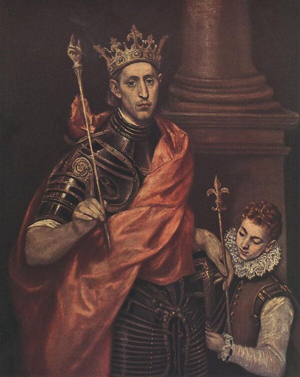 San Luis Rey de Francia con un Paje - El Greco. 

Translation: St. Louis King of France with a Page - El Greco