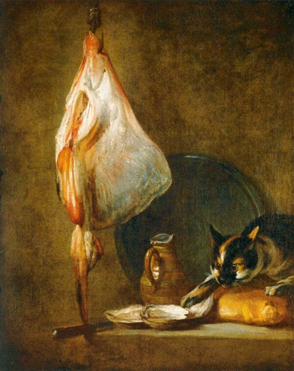 Still Life with a Cat and a Ray - Jean Siméon Chardin - Oil Painting Reproduction