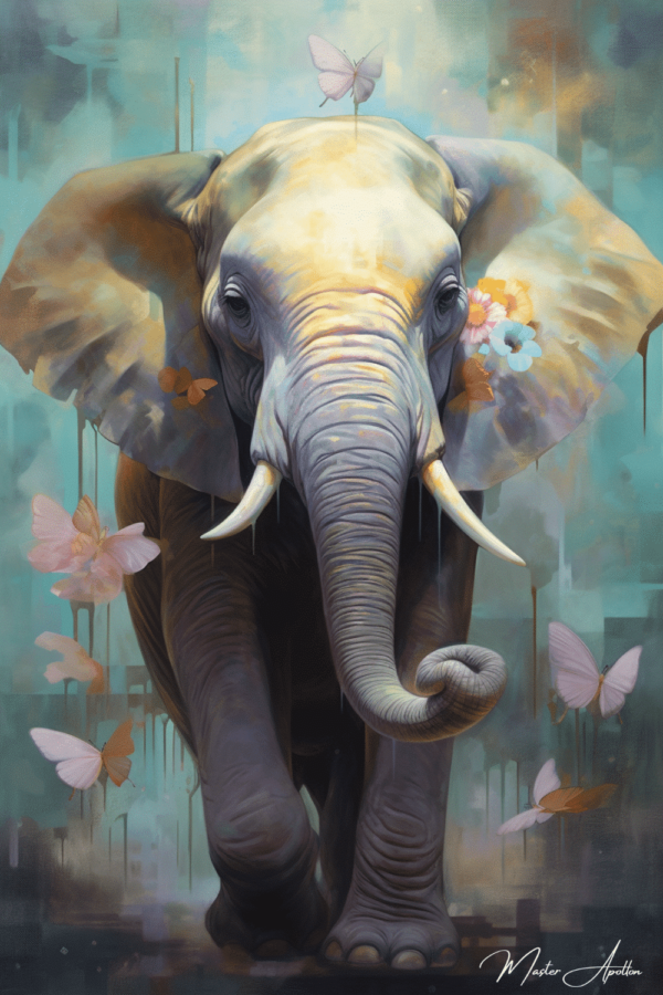 Contemporary painting of elephant animals