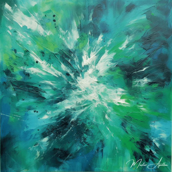 Contemporary blue green river painting